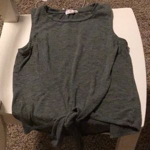 Green knotted tank top